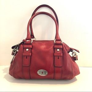 Fossil Red Leather Satchel
